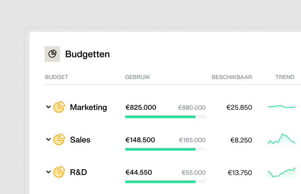 Een afbeelding die laat zien dat je het gebruik van je budgetten in real-time kunt volgen